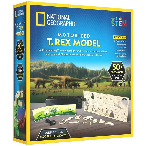 National Geographic Motorized T-Rex Model with LED Base DIY Kit Nightlight Displ - Picture 2 of 4